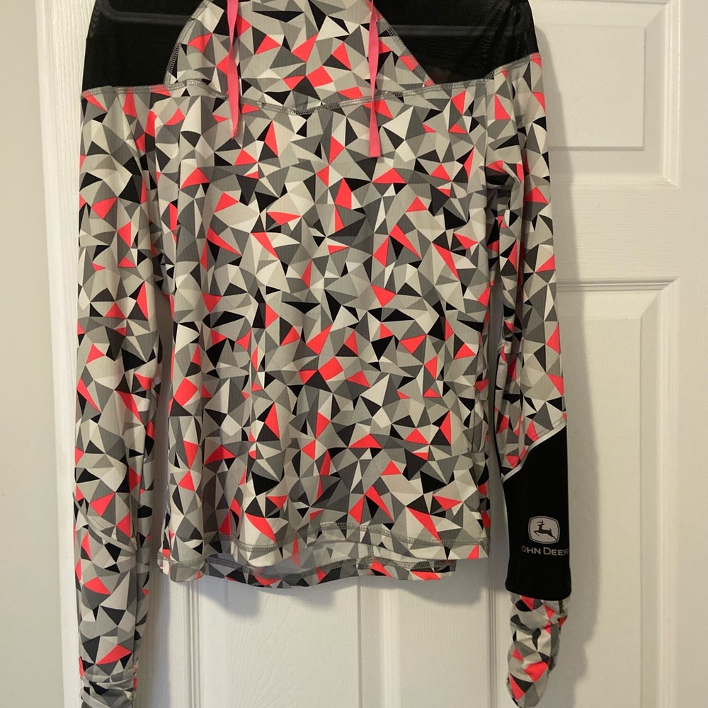 Geometric Patterned John Deere Hoodie